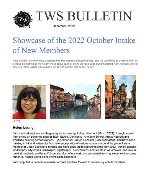TWS Bulletin Dec, 2022. Intake New Members Showcase sample